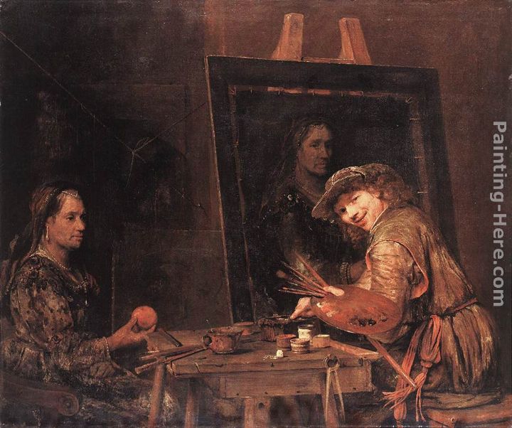 Self-Portrait at an Easel Painting an Old Woman painting - Aert de Gelder Self-Portrait at an Easel Painting an Old Woman art painting